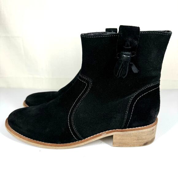 CREVO Suede Ankle Boots Size 8 Black Western Cowgirl Zipper Fall Academia Winter - Picture 1 of 10